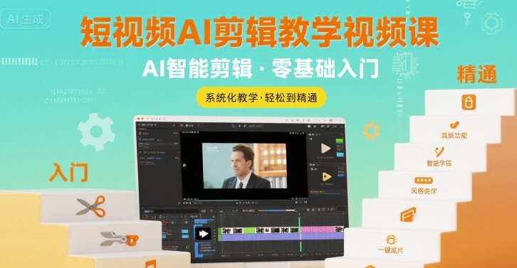 短视频AI剪辑教学视频课，入门到精通-800资源网