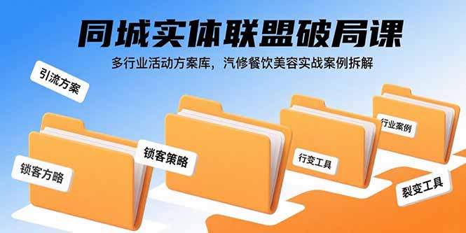 同城实体联盟破局课，多行业活动方案库，汽修餐饮美容实战案例拆解-800资源网