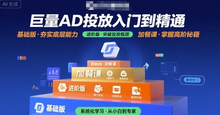 巨量AD投放入门到精通，基础版+进阶版+加餐课-800资源网