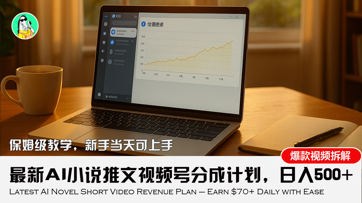 最新AI小说推文视频号分成计划，新手小白也能当天日入500+教程-800资源网