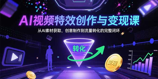 AI视频特效创作与变现课：从AI素材获取、创意制作到流量转化的完整闭环-800资源网