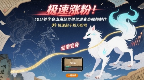 极速涨粉！10分钟学会山海经异兽丝滑变身视频制作，快速起千粉万粉号-800资源网