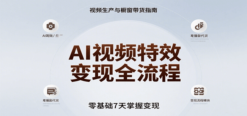 AI视频特效变现全流程，零基础7天掌握视频生产到橱窗带货变现-800资源网
