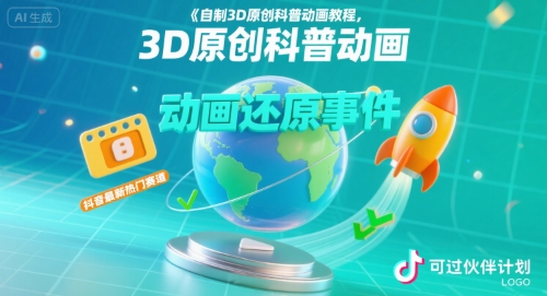自制3D原创科普动画教程，动画还原事件，抖音最新热门赛道，可过伙伴计划-800资源网