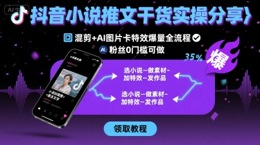 抖音小说推文干货实操分享，混剪+AI图片卡特效爆量全流程，0粉丝0门槛可做-800资源网