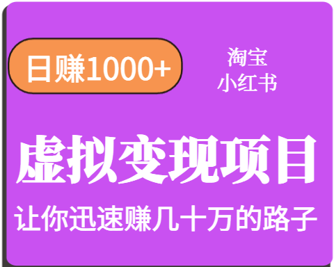 淘宝OR小红书虚拟变现，日赚1000+，多账号操作年收入几十W不等-800资源网