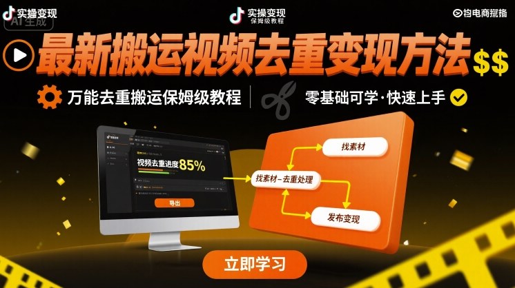 最新搬运视频去重变现方法，万能去重搬运保姆级教程-800资源网