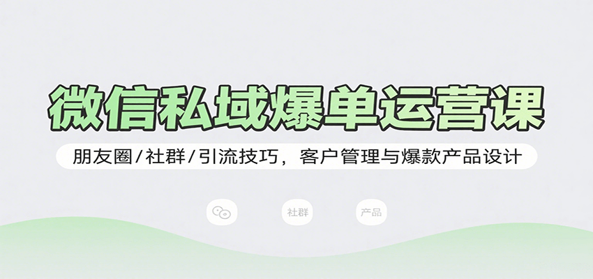 微信私域爆单运营课：朋友圈/社群/引流技巧，客户管理与爆款产品设计-800资源网