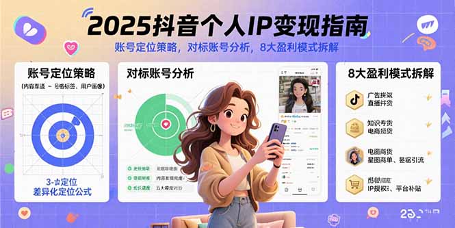 2025抖音个人IP变现指南，账号定位策略，对标账号分析，8大盈利模式拆解-800资源网