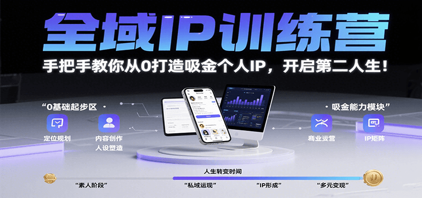 全域IP训练营，手把手教你从0打造吸金个人IP，开启第二人生！-800资源网