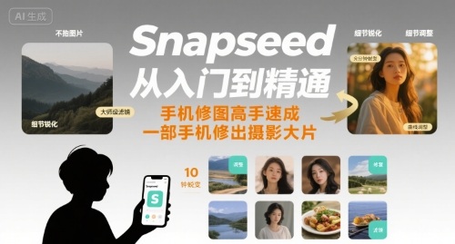 Snapseed从入门到精通，手机修图高手速成，一部手机就能修出摄影大片-800资源网