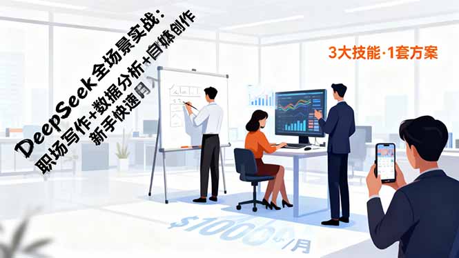 DeepSeek全场景实战：职场写作+数据分析+自媒体创作，新手快速月入过万-800资源网