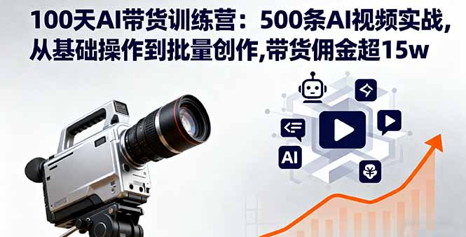 100天AI带货训练营：500条AI视频实战,从基础操作到批量创作,带货佣金超15w-800资源网