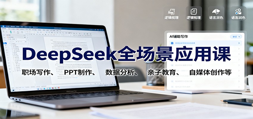 DeepSeek全场景应用课:职场写作、 PPT制作、数据分析、亲子教育、自媒体创作等