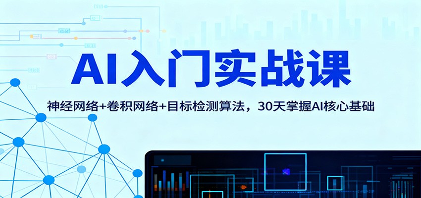 AI入门实战课：神经网络+卷积网络+目标检测算法，30天掌握AI核心基础-800资源网