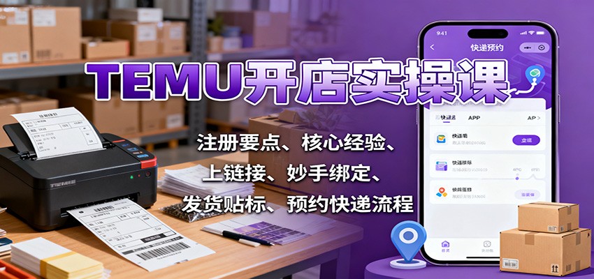 TEMU开店实操课：注册要点、核心经验、上链接、妙手绑定、发货贴标、预约快递流程-800资源网