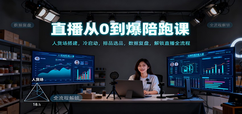 直播从0到爆陪跑课：人货场搭建，冷启动，排品选品，数据复盘，解锁直播全流程-800资源网