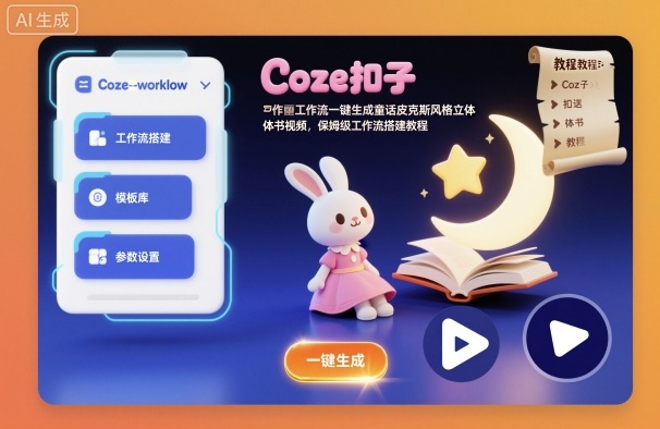 Coze扣子工作流一键生成童话皮克斯风格立体书视频，保姆级工作流搭建教程-800资源网