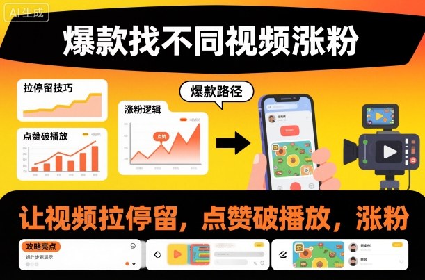 爆款找不同视频涨粉，让视频拉停留，实现点赞，破播放，涨粉-800资源网