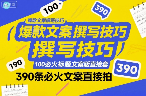 爆款文案撰写技巧，100个必火标题文案模版直接套，390条必火文案直接拍-800资源网