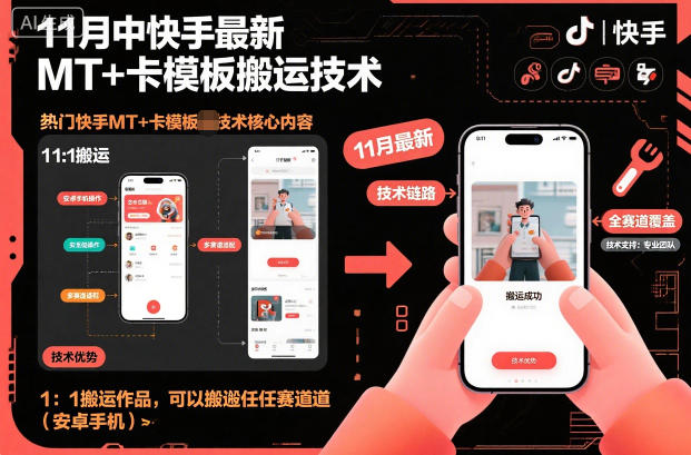 11月中快手最新MT+卡模板搬运技术，1：1搬运作品，可以搬运任何赛道（安卓手机）-800资源网