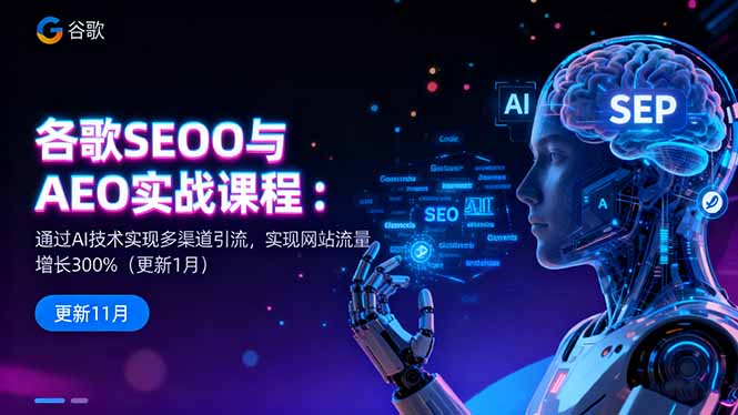 谷歌SEO与AEO实战课程：通过AI技术实现多渠道引流，实现网站流量增长300%-800资源网