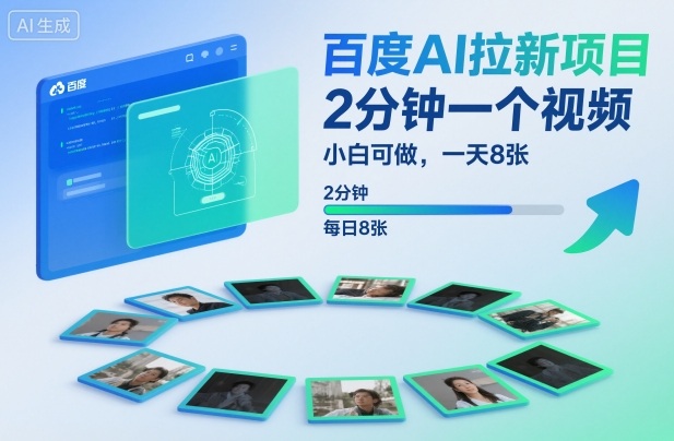 百度AI拉新项目，2分钟一个视频，小白可做，一天8张【附案例+保姆级教程】-800资源网