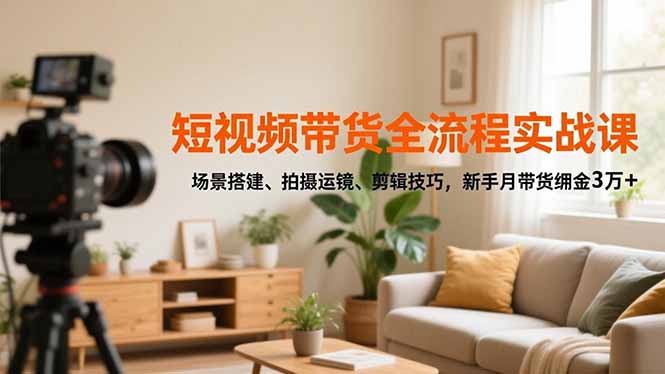 短视频带货全流程实战课，场景搭建、拍摄运镜、剪辑技巧，新手月带货佣金3万+-800资源网