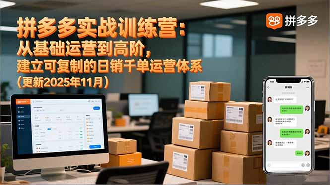 拼多多实战训练营：从基础运营到高阶，建立可复制的日销千单运营体系（更新11月）-800资源网