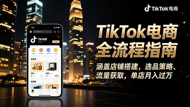TikTok电商全流程指南，涵盖店铺搭建、选品策略、流量获取，单店月入过万-800资源网