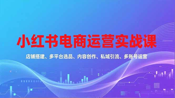 小红书电商运营实战课,店铺搭建、多平台选品、内容创作、私域引流、多账号运营等玩法