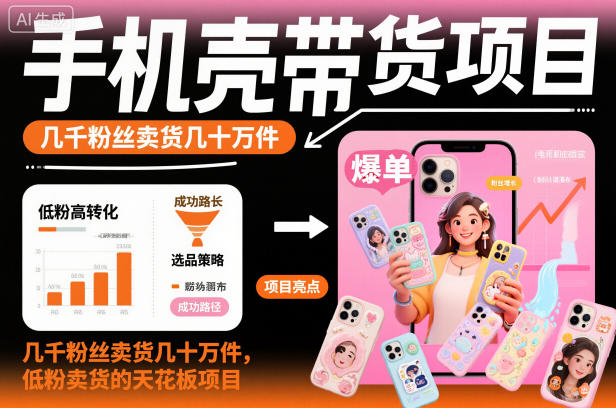 手机壳带货项目，几千粉丝卖货几十万件，短视频低粉卖货的天花板项目-800资源网