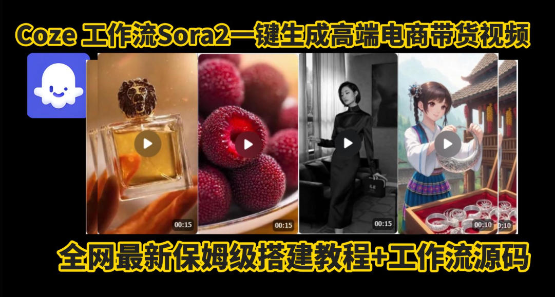 coze智能体sora2一键生成电商带货高端视频工作流保姆级拆解教程，无需剪辑，无需拍摄-800资源网