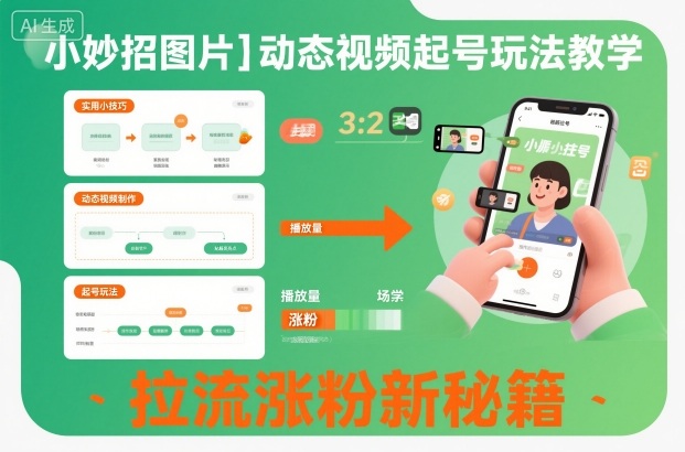 小妙招图片＋动态视频起号玩法教学，拉流涨粉新秘籍-800资源网