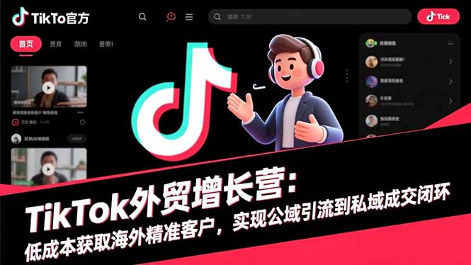 TikTok外贸增长营：低成本获取海外精准客户，实现公域引流到私域成交闭环-800资源网