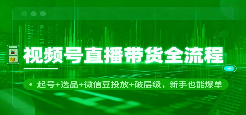 视频号直播带货全流程：起号+选品+微信豆投放+破层级，新手也能爆单-800资源网