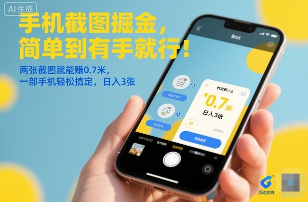 手机截图掘金，简单到有手就行！两张截图就能賺0.7米，一部手机轻松搞定，日入3张-800资源网