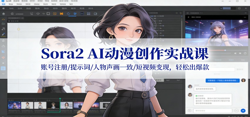 Sora2 AI动漫创作实战课：账号注册/提示词/人物声画一致/短视频变现，轻松出爆款-800资源网