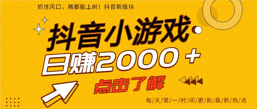 5年爆火的抖音小游戏项目，一部手机日入2000+-800资源网