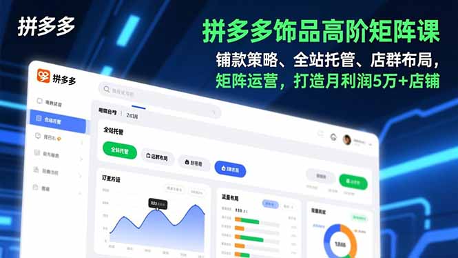 拼多多饰品高阶矩阵课，铺款策略、全站托管、店群布局，矩阵运营，打造月利润5万+店铺-800资源网