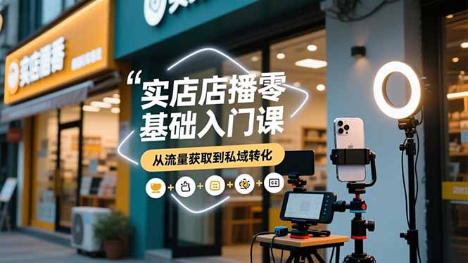 实体店播零基础入门课，实体店+短视频+直播+微信生态+私域社群，从流量获取到私域转化-800资源网