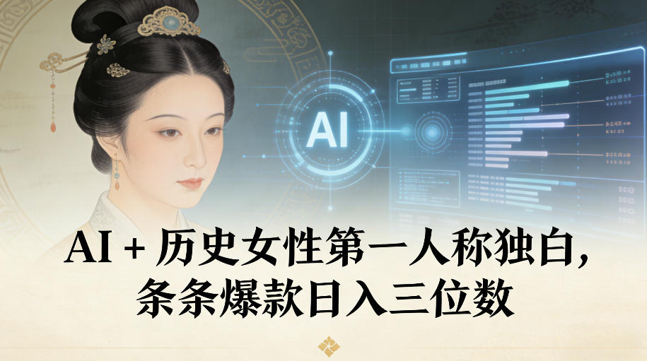 AI+历史女性第一人称独白，条条爆款日入三位数-800资源网