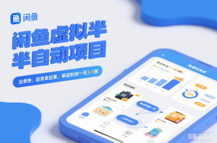 闲鱼虚拟半自动项目，出单快，容易拿结果，单店利润一天3-5张-800资源网