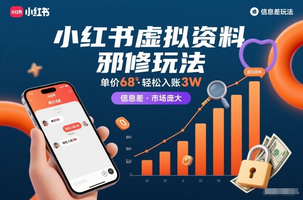 小红书虚拟资料邪修玩法，单价68，轻松入账3W，信息差玩法，市场庞大-800资源网