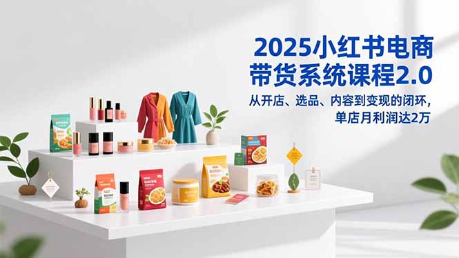 2025小红书电商带货系统课程2.0，从开店、选品、内容到变现的闭环，单店月利润达2万-800资源网