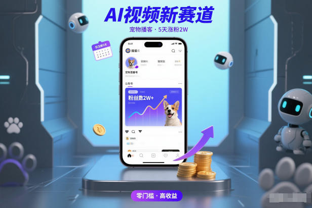 AI视频新赛道，宠物播客仅注册5天涨粉2W，收益非常可观-800资源网