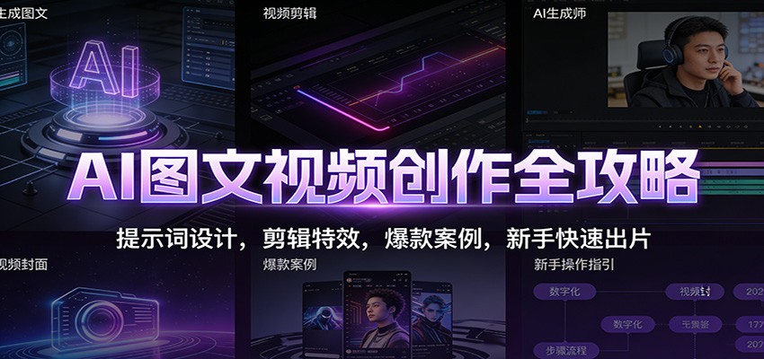 AI图文视频创作全攻略：提示词设计，剪辑特效，爆款案例，新手快速出片-800资源网