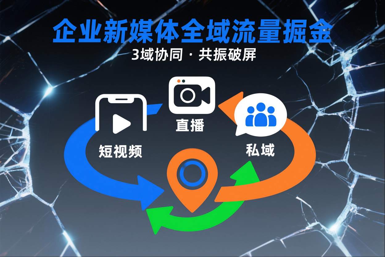 短视频全域商业模式，企业新媒体全域流量掘金，3域协同，共振破屏，短视频-直播-私域-地域-800资源网