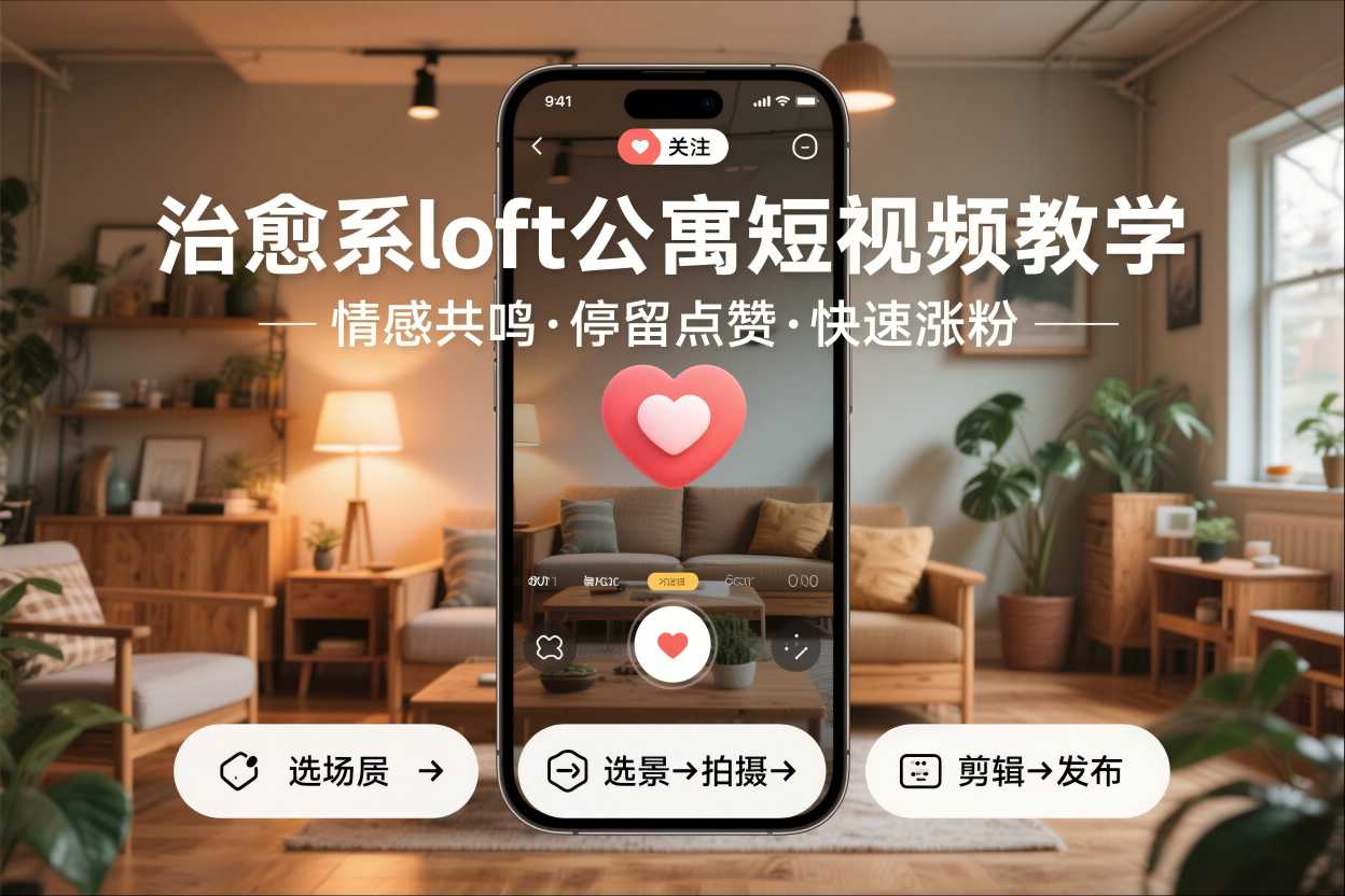 治愈系loft公寓短视频制作教学，情感共鸣引停留点赞关注，快速起号涨粉-800资源网