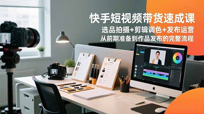 快手短视频带货速成课，选品拍摄+剪辑调色+发布运营，从前期准备到作品发布的完整流程-800资源网